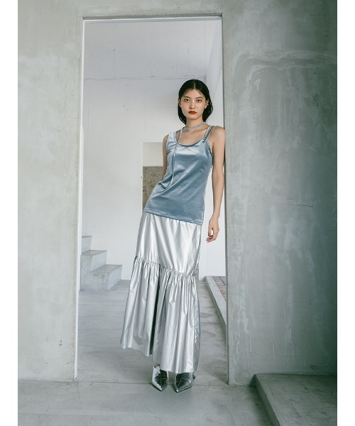 定価16500円！MARTEで購入　saharaメタリックスカート sahara（サハラ） スカート Metallic Tiered Slirt/メタリック