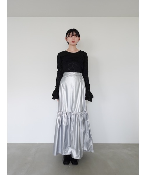 saharaメタリックティアードスカート新品 sahara（サハラ） スカート Metallic Tiered Slirt/メタリック