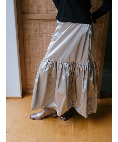定価16500円！MARTEで購入　saharaメタリックスカート sahara（サハラ） スカート Metallic Tiered Slirt/メタリック