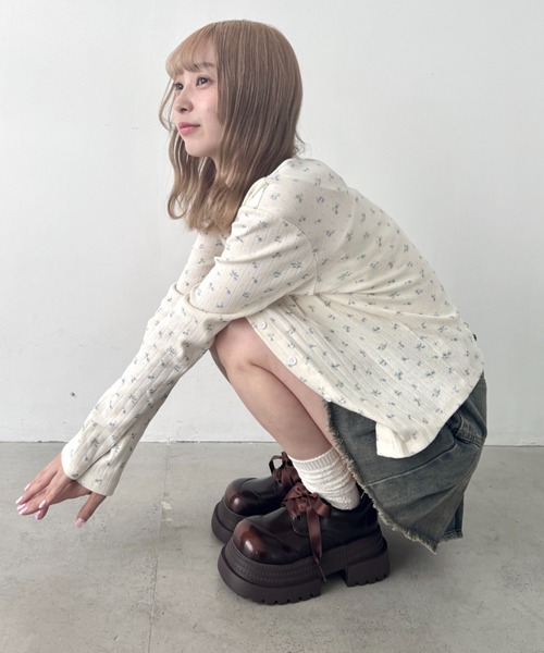 Loueme ローファー 「靴紐2種SET」レースアップ厚底レザーシューズ