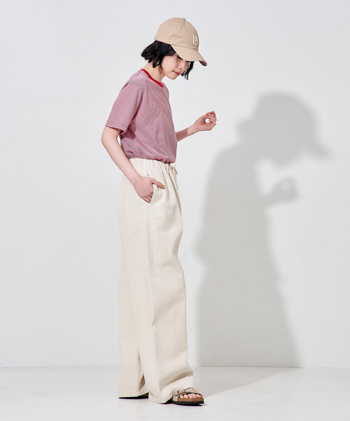 ワイドパンツ ジーンズ デニム デニムパンツ 「新色追加」「低身長サイズあり」ウォッシュ加工 イージーデニムパンツ レディースの画像