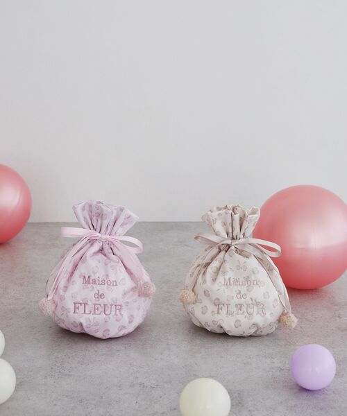 Maison de FLEUR（メゾンドフルール） ポーチ リボンレオパード巾着