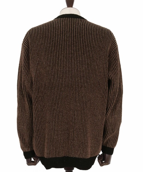 セーター ニット mn3146-ストライプ畦編みニットPO-サイセンタク プル