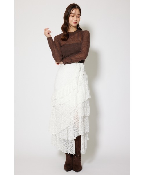 rienda（リエンダ） スカート レースラッフルロングハイウエスト