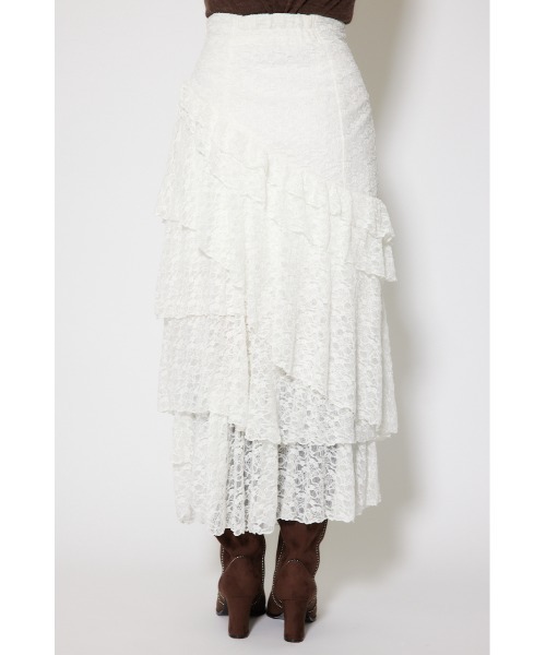 リエンダ（rienda）/レースラッフルロングハイウエストスカート rienda（リエンダ） スカート レースラッフルロングハイウエスト
