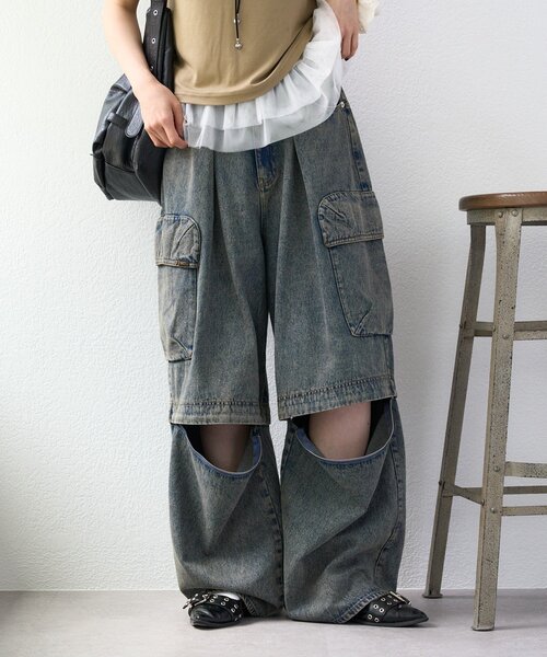 w closet パンツ 「25AW/低身長・高身長サイズ」2WAYカーゴ