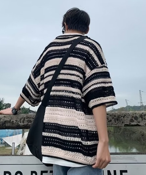 「MGV」 半袖ニット LARGE ブラック メンズ