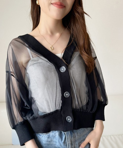 お値下げ！shetokyo シートーキョー デミシアーカーデ 1 美品 ブルー カーディガン シアーカーディガン レディース : ZOZOTOWN Yahoo