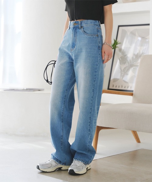 「KOBE LETTUCE」 加工デニムパンツ L ブルー レディース