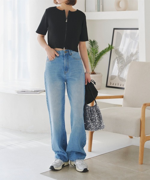 「KOBE LETTUCE」 加工デニムパンツ L ブルー レディース