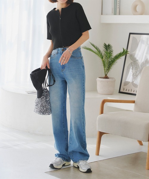 「KOBE LETTUCE」 加工デニムパンツ L ブルー レディース