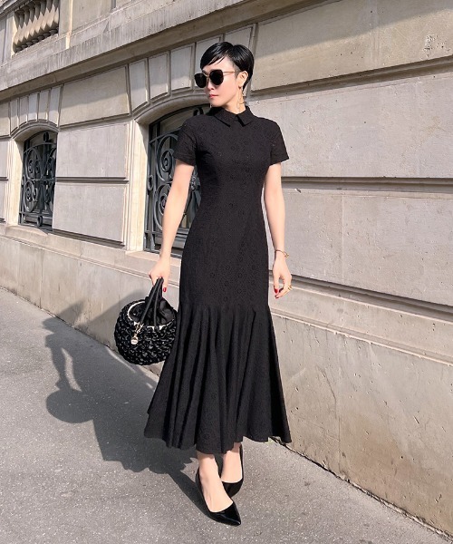 JENNE 花柄半袖マキシワンピース ホワイト/ブラック JENNE 花柄半袖マキシワンピース ホワイト/ブラック JENNE 花柄半袖