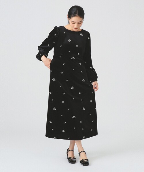 ベロア 刺繍 ワンピース Ray BEAMS（レイ ビームス） ワンピース ベロア 刺繍 ワンピース