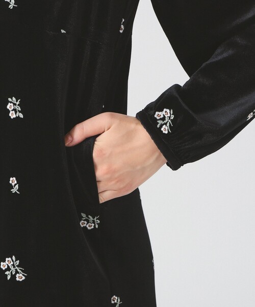 Ray BEAMS（レイ ビームス） ワンピース ベロア 刺繍 ワンピース