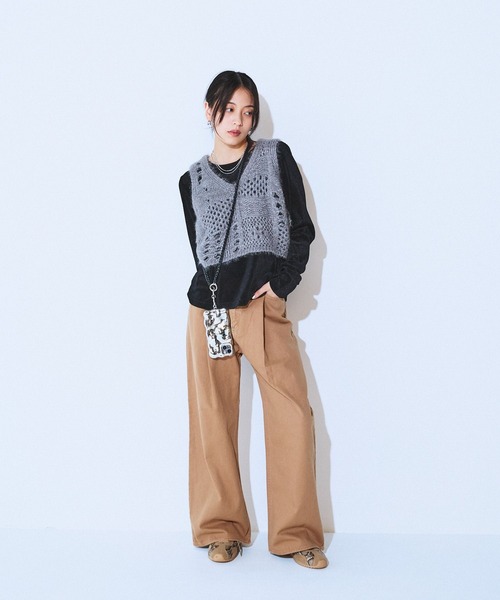 【美品】yenn パッチワーク　ニットビスチェ　ベスト YENN（イエン）の「【YENN】PATCHWORK BUSTIER（ニット/セーター