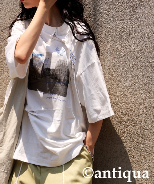 「antiqua」 半袖Tシャツ ONESIZE ブラック レディース_画像6