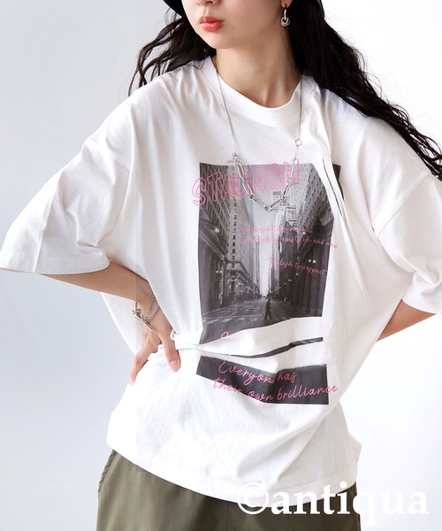 「antiqua」 半袖Tシャツ ONESIZE ブラック レディース_画像7