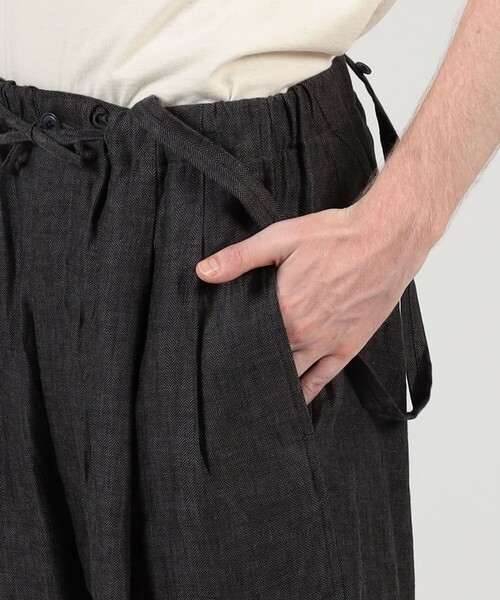 パンツ HAVERSACK ATTIRE リネン ワイドテーパード サロペットパンツ メンズの画像
