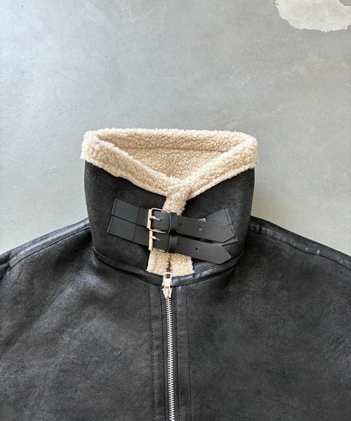 SHAGGIE（シャギー） ムートンコート ボアコート スタンドカラーボア