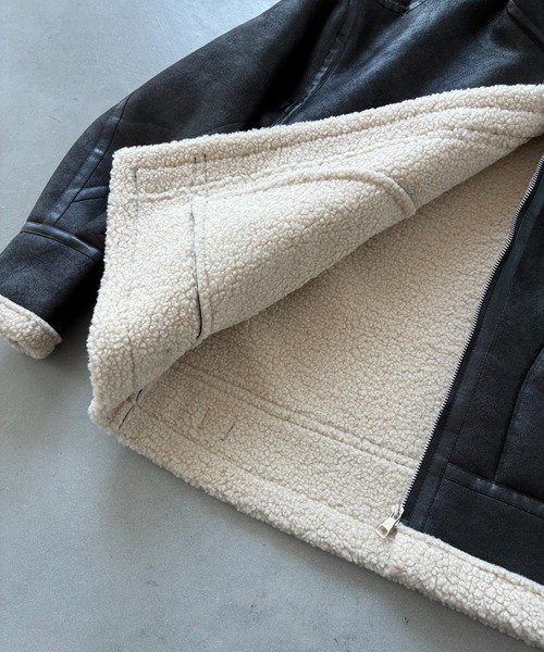 SHAGGIE（シャギー） ムートンコート ボアコート スタンドカラーボア