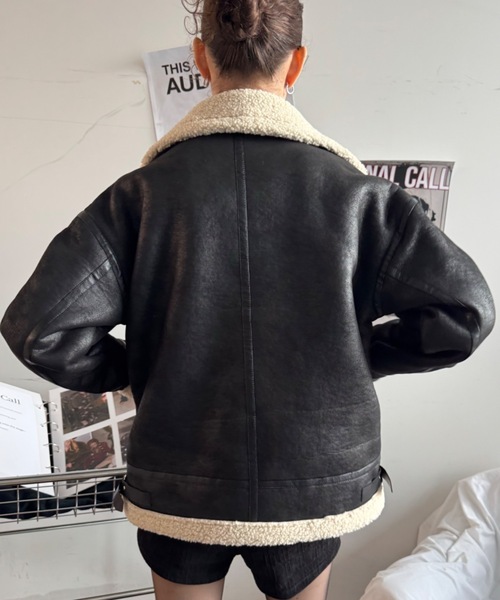 SHAGGIE（シャギー） ムートンコート ボアコート スタンドカラーボア