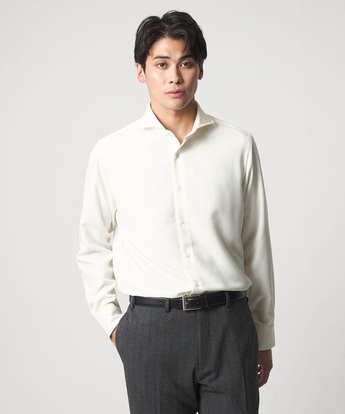 A DAY IN THE LIFE シャツ ウールライク フラノ カッタウェイカラー