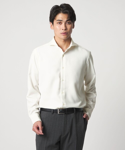 A DAY IN THE LIFE シャツ ウールライク フラノ カッタウェイカラー