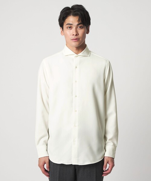 A DAY IN THE LIFE シャツ ウールライク フラノ カッタウェイカラー
