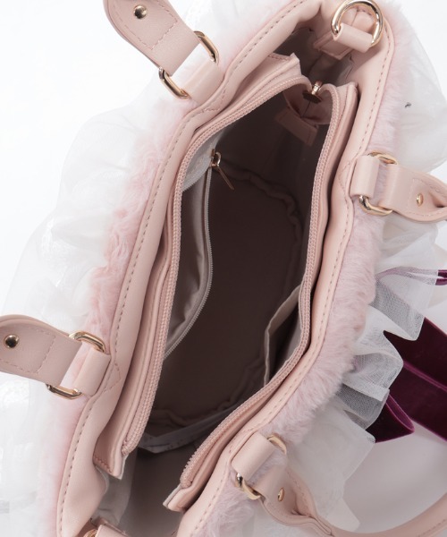 axes femme（アクシーズ ファム） トートバッグ かご型フリルファー 