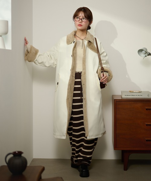 ステンカラーコート コート 2way collar fur reversible coat /2way