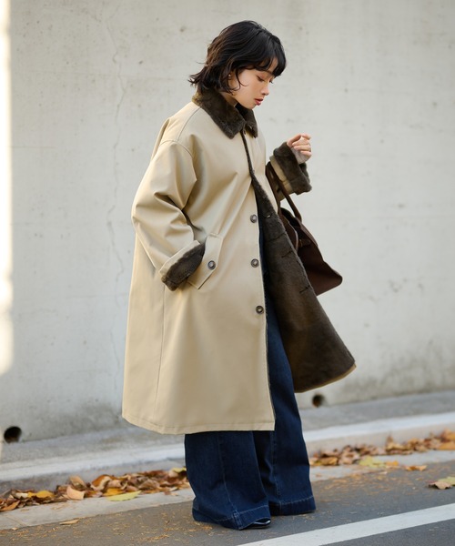 ステンカラーコート コート 2way collar fur reversible coat /2way