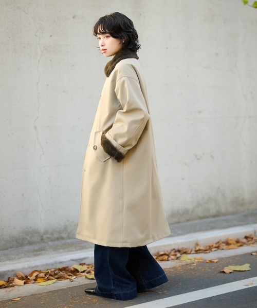 ステンカラーコート コート 2way collar fur reversible coat /2way
