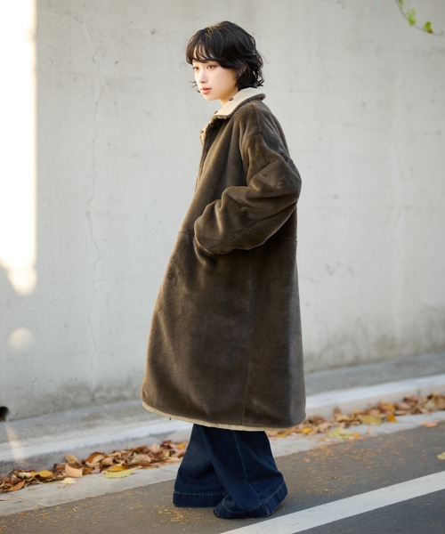 ステンカラーコート コート 2way collar fur reversible coat /2way
