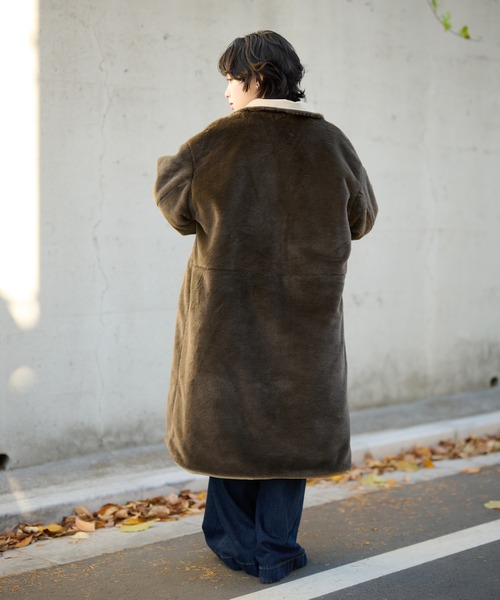ステンカラーコート コート 2way collar fur reversible coat /2way