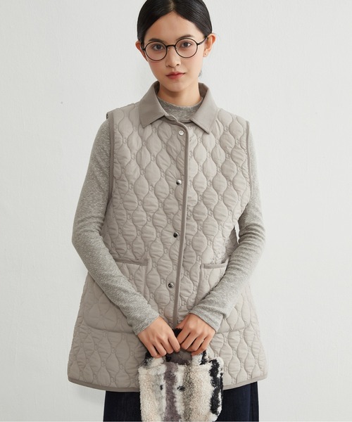 On One's Own ベスト ジレ 両面キルティング・衿付き中綿ロングベスト