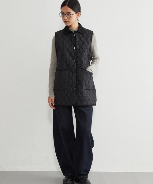 On One's Own ベスト ジレ 両面キルティング・衿付き中綿ロングベスト