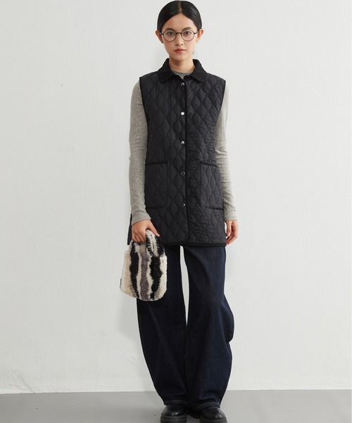 On One's Own ベスト ジレ 両面キルティング・衿付き中綿ロングベスト