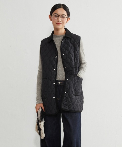 On One's Own ベスト ジレ 両面キルティング・衿付き中綿ロングベスト