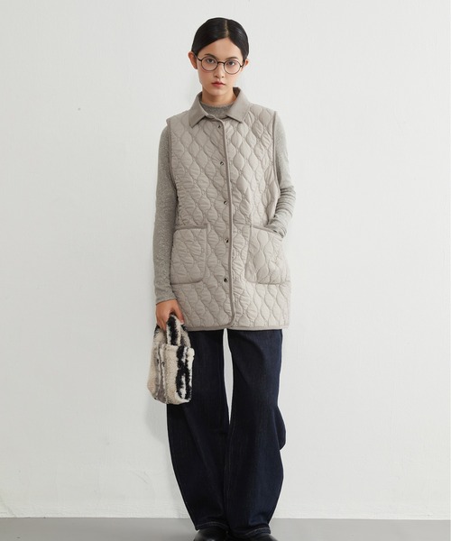 On One's Own ベスト ジレ 両面キルティング・衿付き中綿ロングベスト