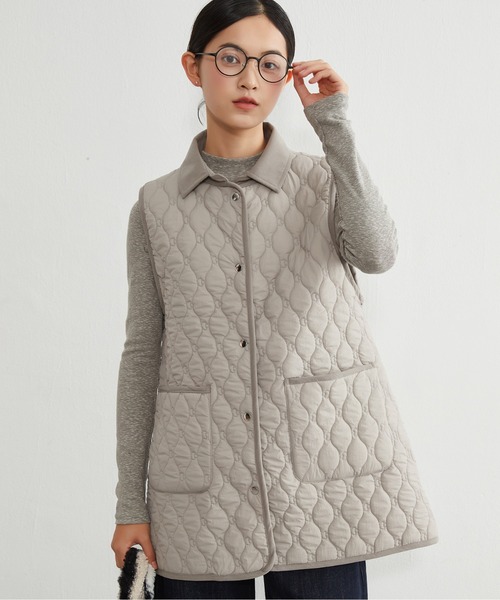 On One's Own ベスト ジレ 両面キルティング・衿付き中綿ロングベスト