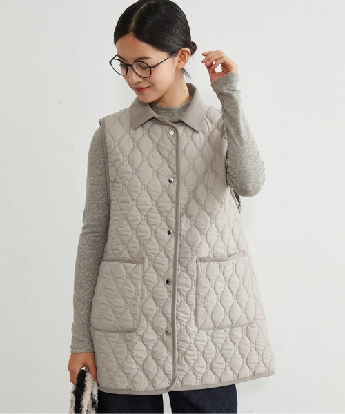 On One's Own ベスト ジレ 両面キルティング・衿付き中綿ロングベスト