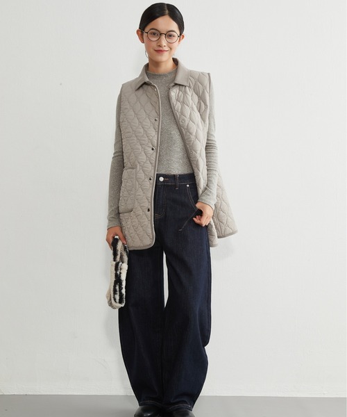 On One's Own ベスト ジレ 両面キルティング・衿付き中綿ロングベスト