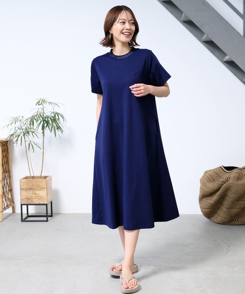 「Arnold Palmer」 半袖ワンピース L ネイビー レディース_画像2