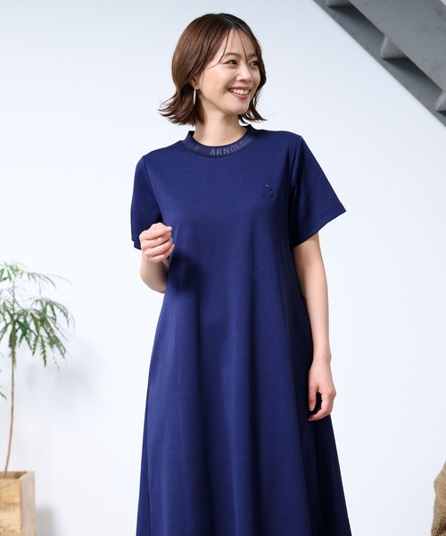「Arnold Palmer」 半袖ワンピース L ネイビー レディース_画像3