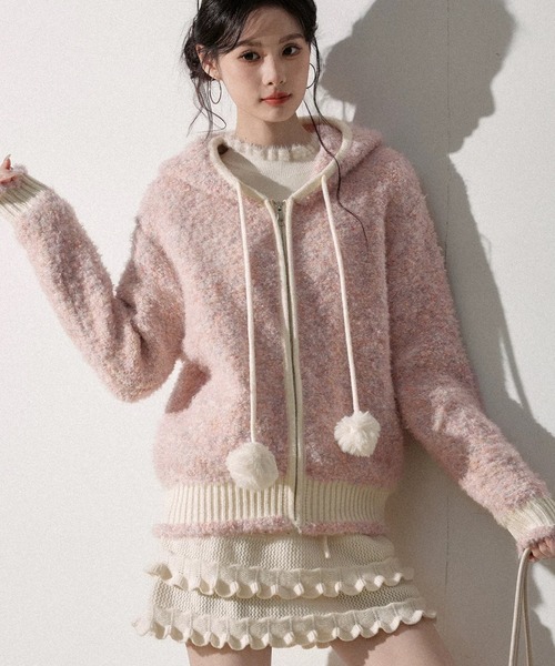 DIAVEL ニット セーター 「冬新作」ふわふわポンポン付きニット