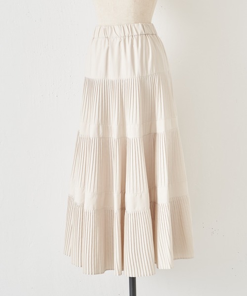 BEARDSLEY ビアズリー プリーツティアードスカート ホワイト BEARDSLEY プリーツティアードスカート F ホワイト ビアズリー