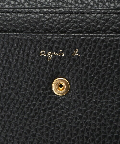 極美品　agnes b. 長財布　デカロゴ　金具　本革　シボ革　黒 極美品 agnes b. 長財布 デカロゴ 金具 本革 シボ革 黒 極美品 agnes b
