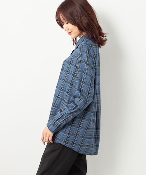 「A/C DESIGN BY ALPHA CUBIC」 長袖シャツ 13号 ブルー レディース_画像3