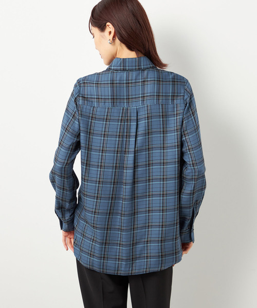 「A/C DESIGN BY ALPHA CUBIC」 長袖シャツ 13号 ブルー レディース_画像4