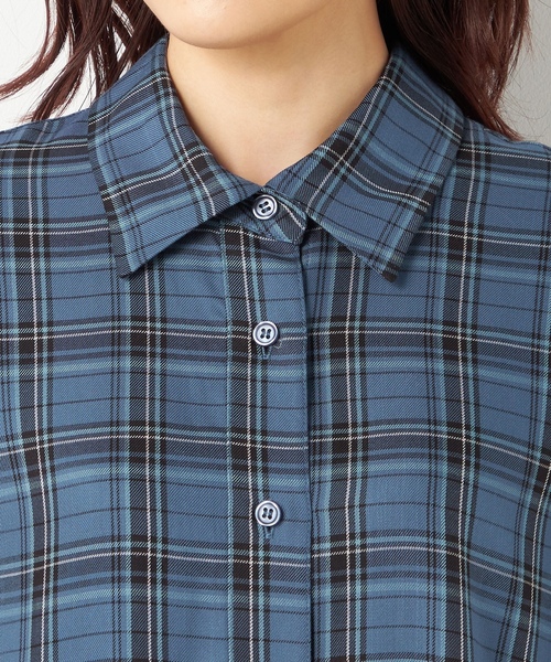 「A/C DESIGN BY ALPHA CUBIC」 長袖シャツ 13号 ブルー レディース_画像5